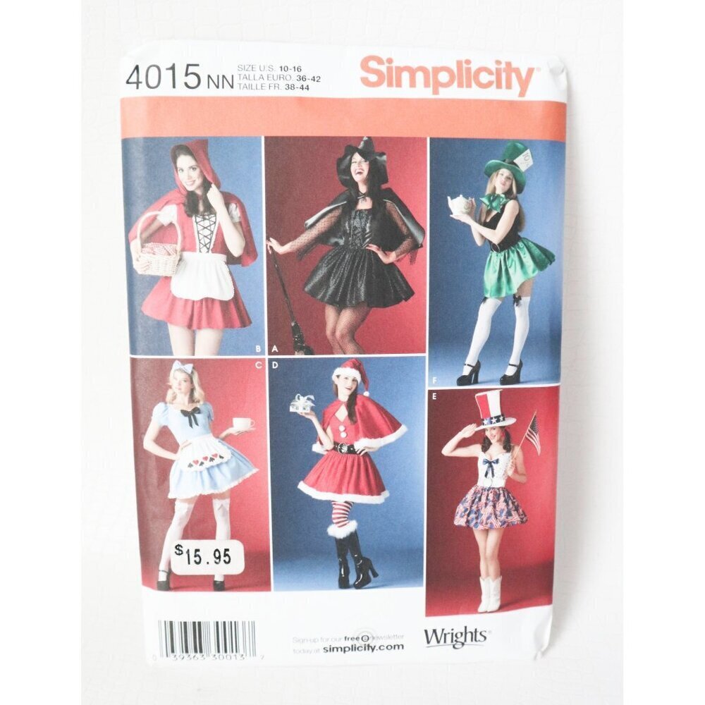 Simplicity 4015 Adult Costume Missses Size 10 12 14 16 Red Riding Hood Uncut